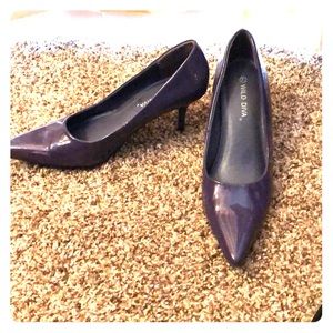Purple pointy short heels